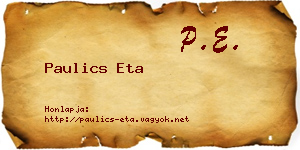 Paulics Eta névjegykártya